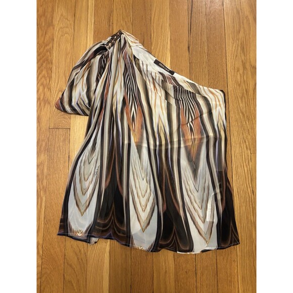 Roberto Cavalli Tops - Vintage Roberto Cavalli Y2K One Shoulder Silk Tank Top Blouse Bead Size 38 US 2